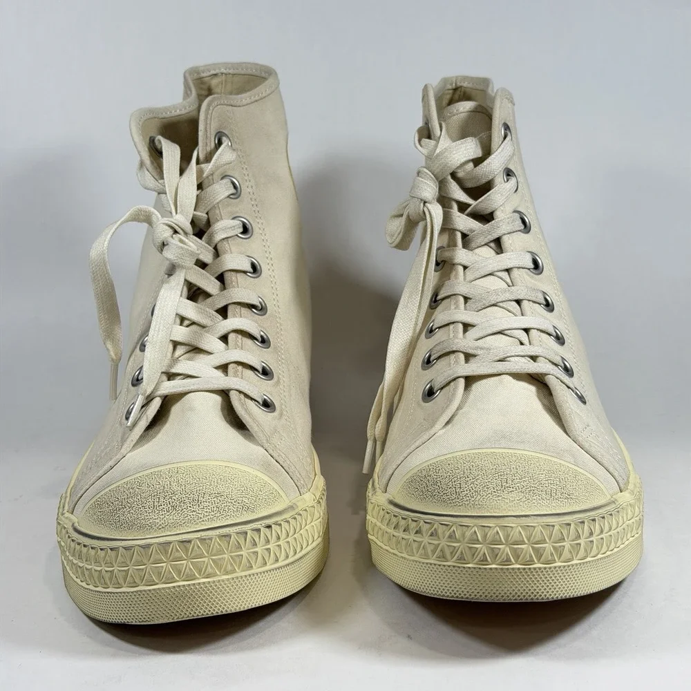 Hood Women-14 Mens-12 Rocket 1967 High Cut Canvas Sneakers Shoes Vintage Natural